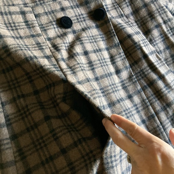 Anthropologie Hazel Double Breast Retro Coat Small Plaid Brown Black 3/4 Sleeve - Picture 4 of 16